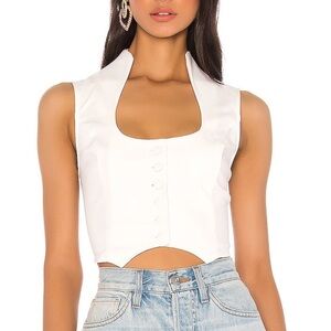 Superdown White Sleeveless Button Up Blouse